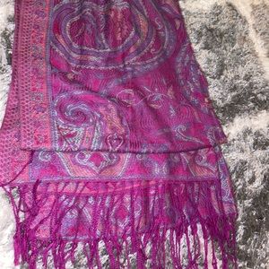 Pink and purple printed scarf
